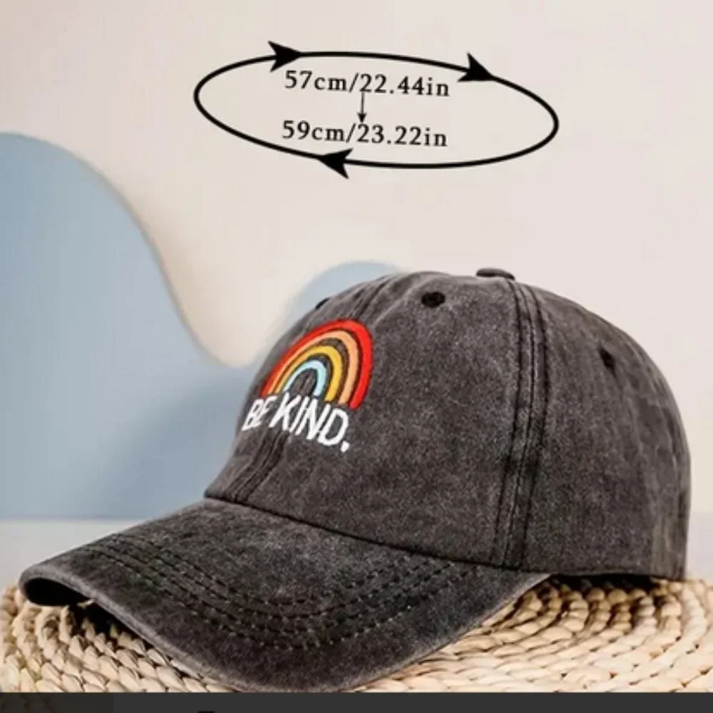 BE KIND Adjustable Baseball Hat Cap Embroidered "Be Kind" washed gray - Picture 2 of 2